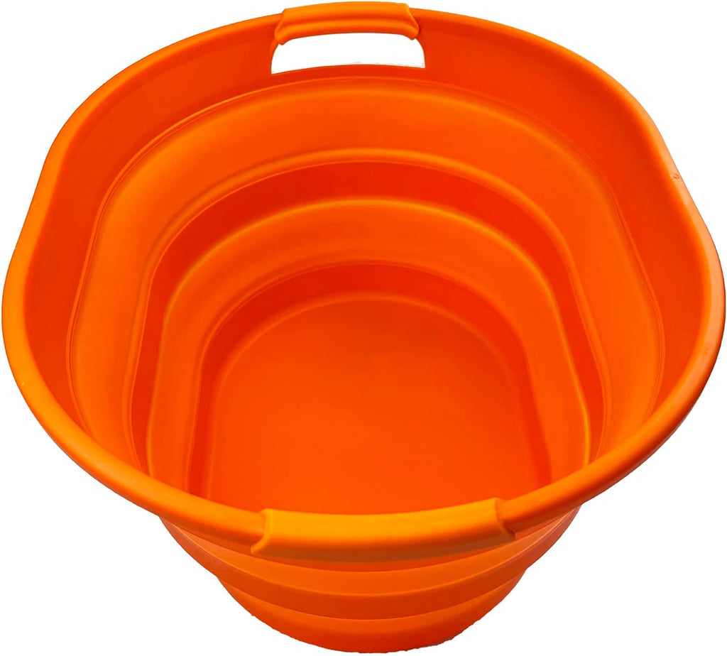 SAMMART 23L (6 Gallons) Collapsible Plastic Laundry Basket - Oval Tub/Basket - Foldable Storage Container/Organizer - Portable Washing Tub - Space Saving Laundry Hamper (Orange)