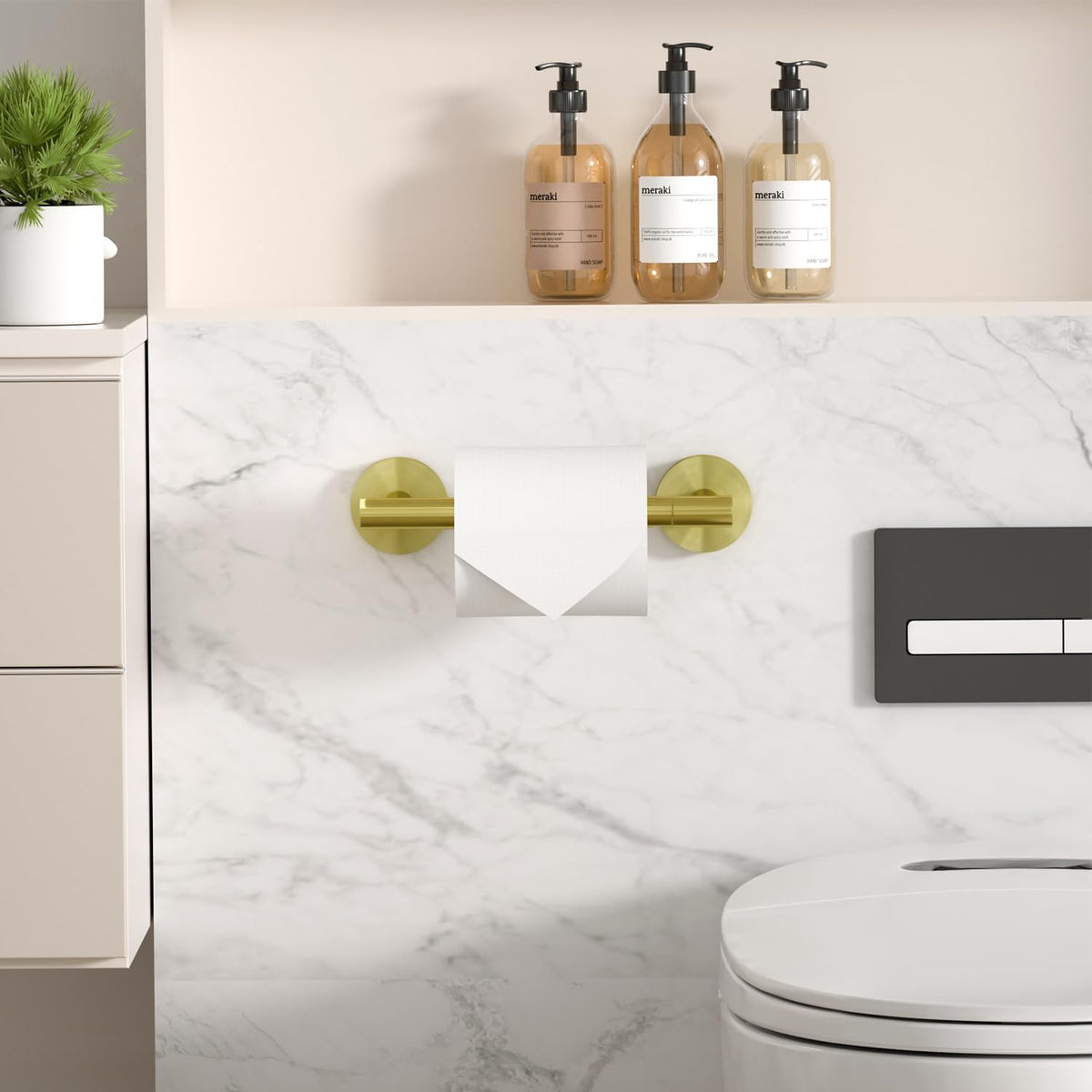HITSLAM Gold Toilet Paper Holder, Double Post Pivoting, SS304