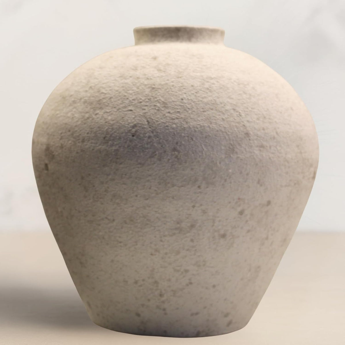 Handemade Large Round Vase for Centerpieces, White Farmhouse Rustic Vase