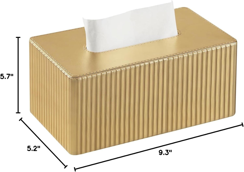 PU Leather Tissue Box Cover Rectangle, Tissue Box Holder Gold