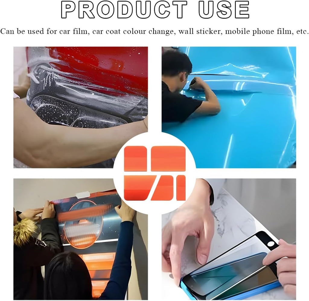 KVAEY 5 in 1 Rubber Squeegee Kit, Anti-Scratch Flexible Soft Matte TPU Coating Scraper Kit, Small Tint Squeegee Water Blade Scraper for Paint Protection Film Household Cleaning (Orange)