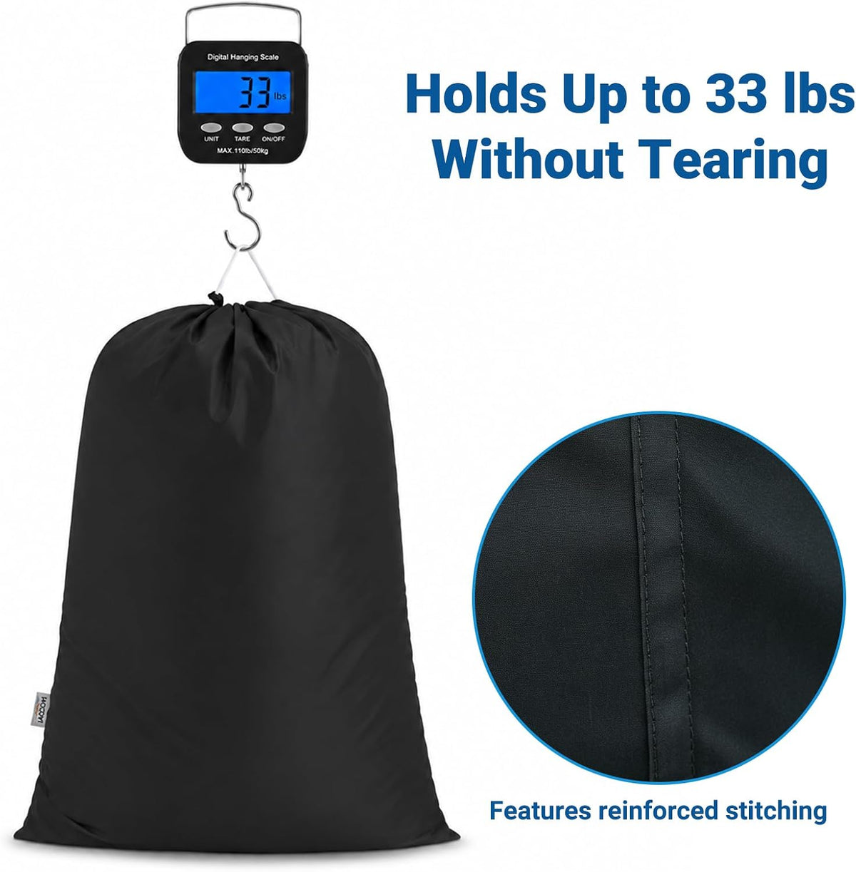 2 Pack XL Laundry Bags, Extra Heavy Duty Large Laundry Bag with Drawstring Closure, Machine Washable Clothes Organizer for Hamper, College Dorm, Travel (Black + Dark Green, X-Large)