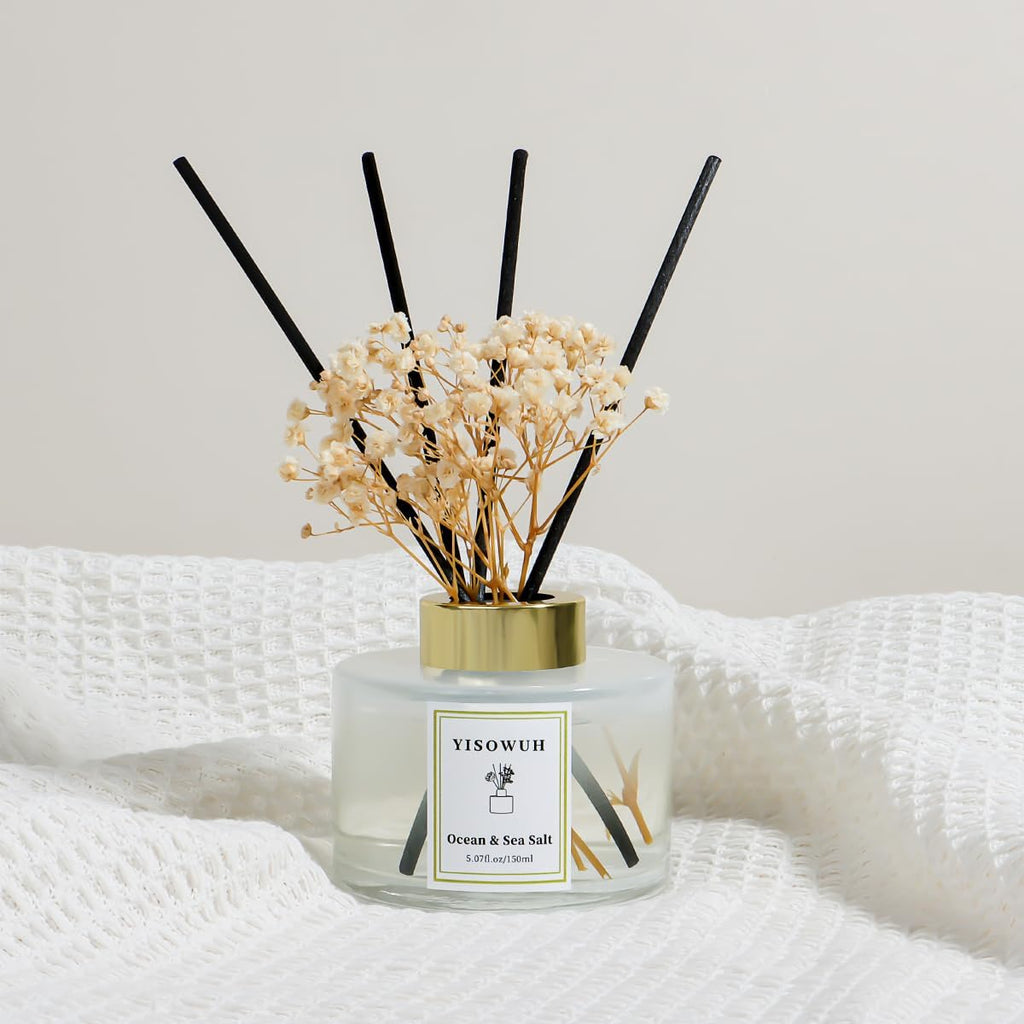Reed Diffuser Set,5.07 fl oz (150 ml) - Ocean & Sea Salt Oil Diffusers with 8 Reed Sticks,Home Fragrance Reed Diffuser for Bathroom Shelf Decor