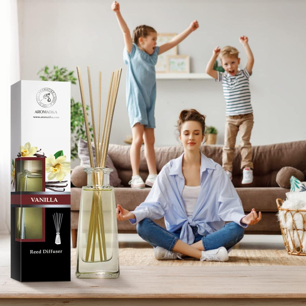 AROMATIKA Vanilla Reed Diffuser Set 3.4 fl oz (100 ml) - Home Fragrance
