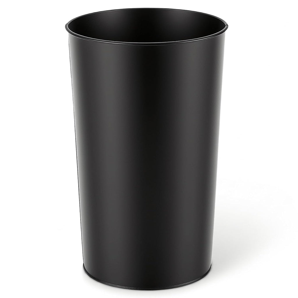 Cesun Round Metal Bathroom Trash Can, 2.1 Gallons Wastebasket, Black