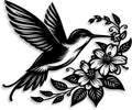 LIYOUYA Hummingbird Flower Metal Wall Decor - Rustic Farmhouse Room Decor Black Wall Art Home Decor for Living Room, Dining Room, Courtyard (Black)