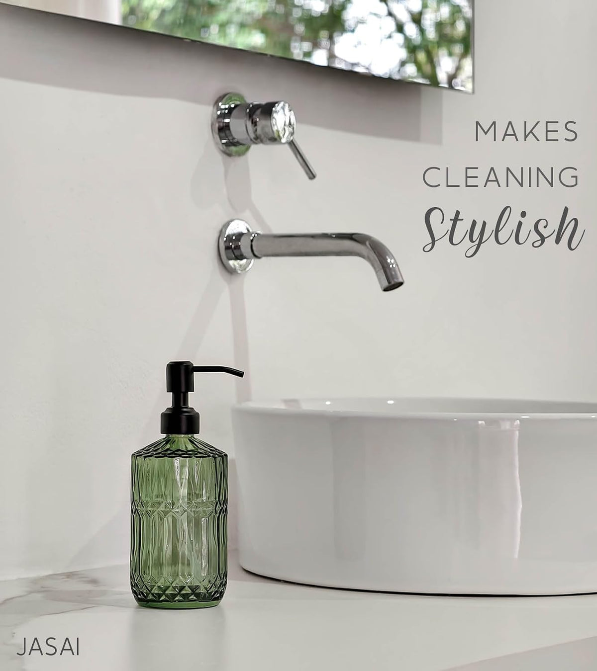 JASAI 18 Oz Green Soap Dispenser with Black Rust Proof Pump