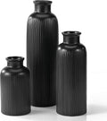 Small Black Ceramic Vase Set of 3, Boho Modern Black Flower Vase Room Decor, Farmhouse Decor, Vases for Your Kitchen, Bathroom, Bedroom, Living Room, Office&Shelf Centerpiece Table Decorations
