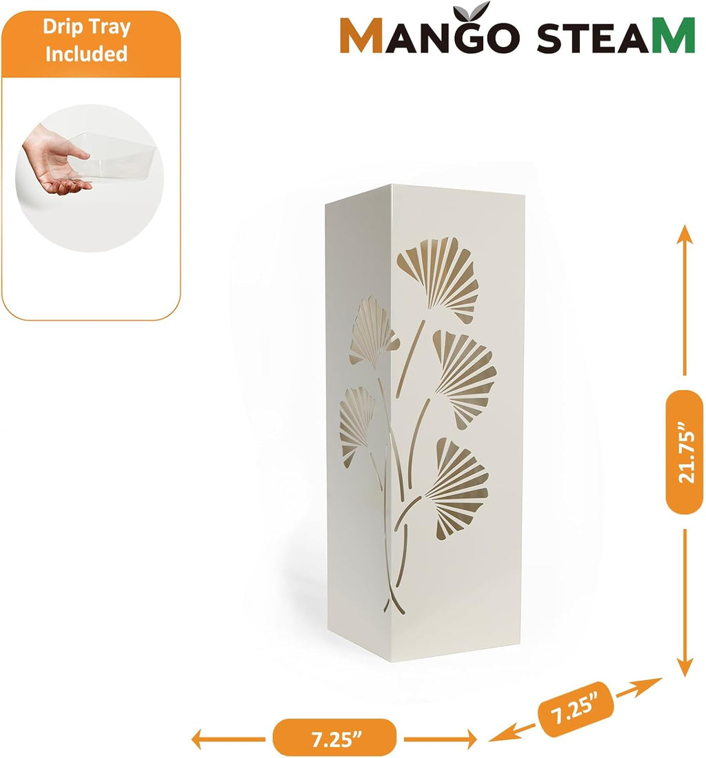 Mango Steam White Tall 21.75" Japanese Ginkgo Leaf Umbrella/Cane/Walking Stick Holder, Stand, Rack Organizer