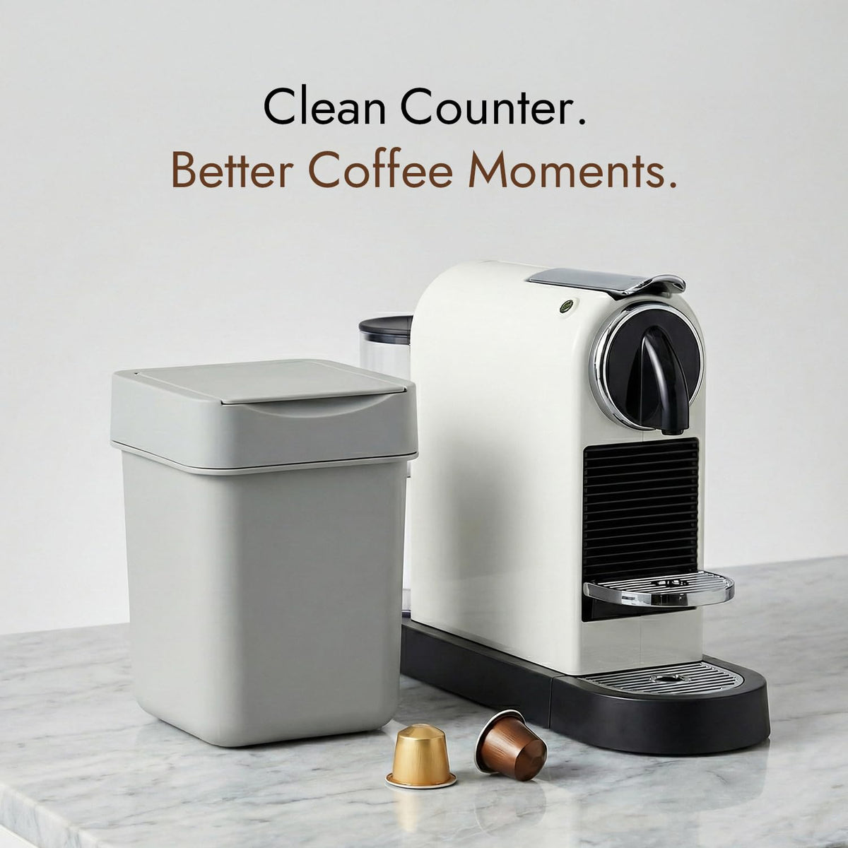 carrotez Coffee Bar Mini Trash Can, 0.5 Gal / 2L - Gray
