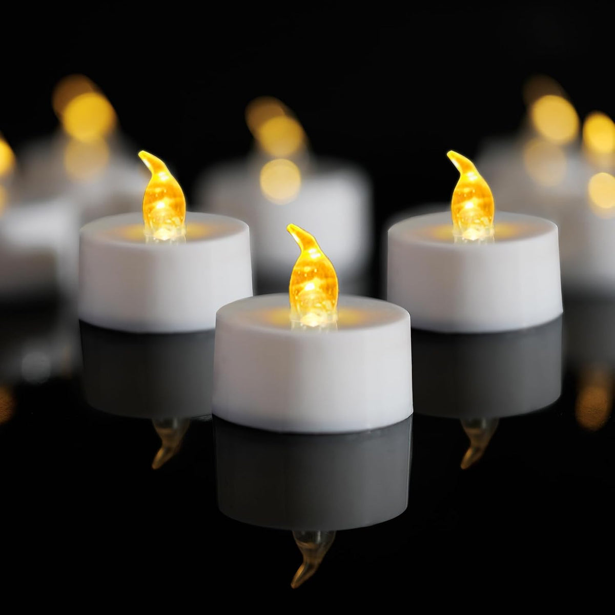 LANKER 24 Pack LED Tea Lights Candles, Flickering Yellow Flameless Candles (Yellow-24pcs)