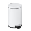 SunnyPoint 4.5 Liter(1.2 Gallon) Small Round Trash Can with Plastic Inner Bucket; Bathroom, Office, Kitchen and Bedroom Step On and Slow Close (WHT)