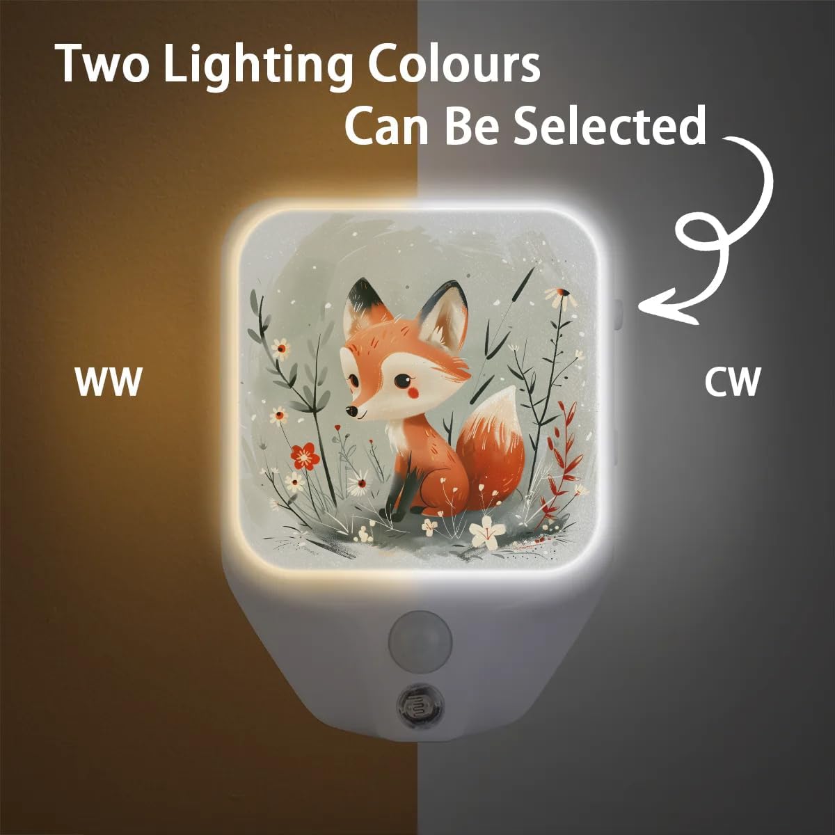 Honeybaby Motion Sensor Night Lights Flowers Fox Nightlight Plug in Dusk to Dawn Motion Sensor Light Indoor LED Lights for Room Home Improvement