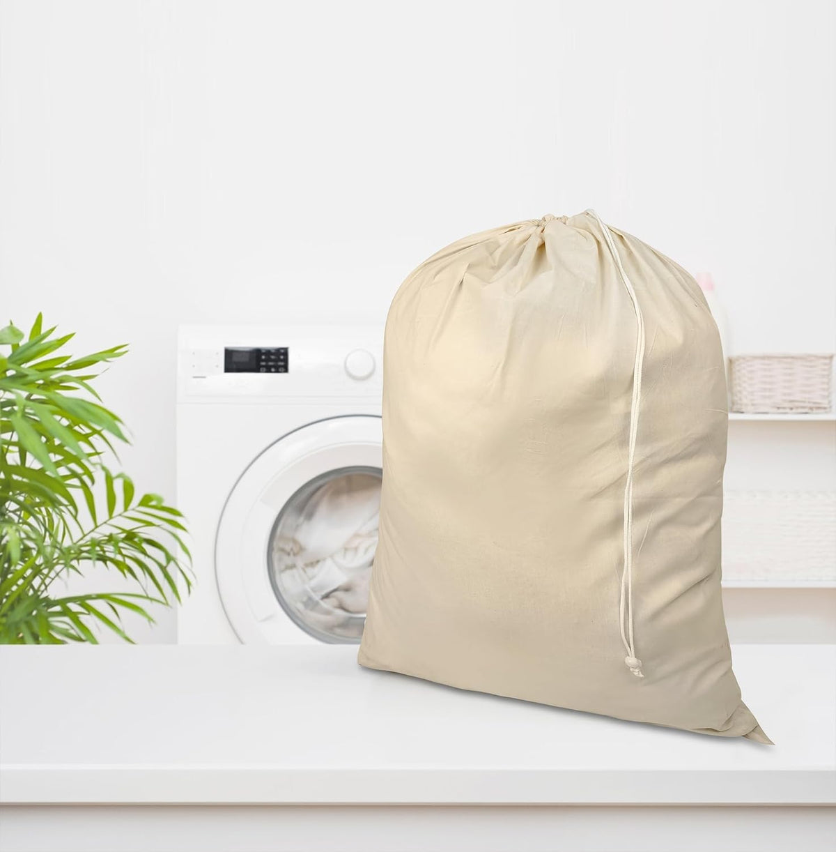 2 Pack Reusable Laundry Bags - 100% Cotton Multi Purpose Travel Laundry Bag - Durable & Machine Washable - Large Laundry Bag 28 x 36"