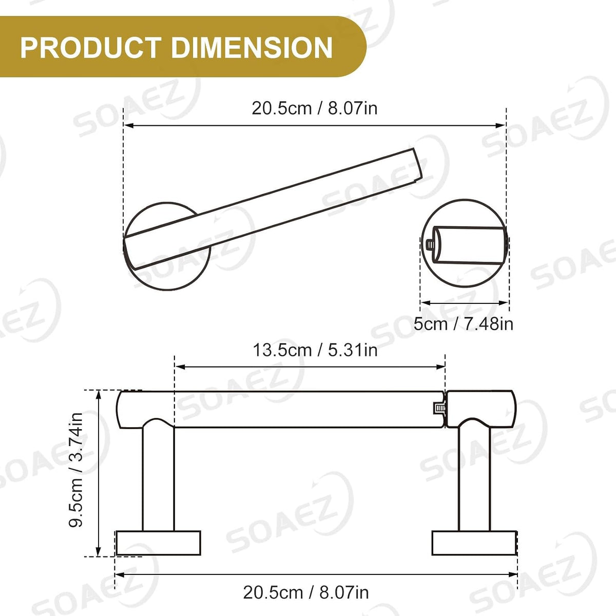 Brushed Gold Toilet Paper Holder Wall Mount, Double Base Large Toilet Paper Roll Holder Stainless Steel Bathroom Hardware Accessories, Commercial Toilet Paper Dispenser