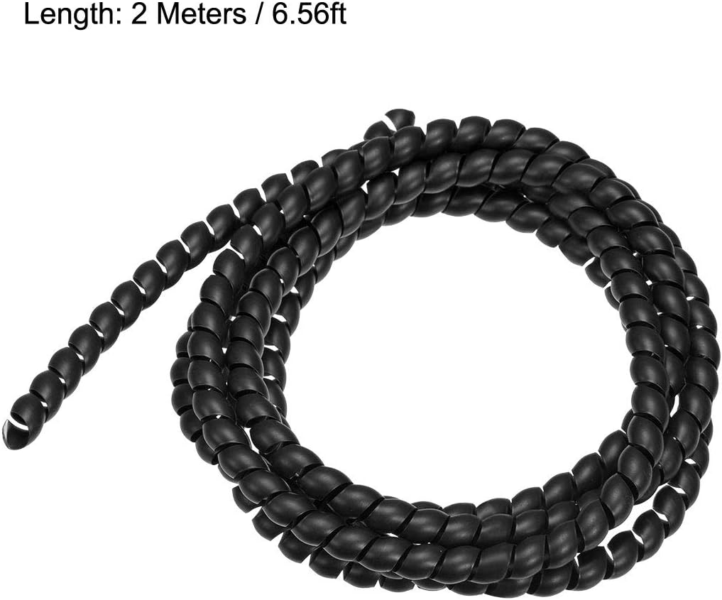 uxcell Flexible Spiral Cable Wrap Wire Cord Wraps Management Sleeve 12mm x 14mm Computer Wire Manage Cord 2 Meters Length Black