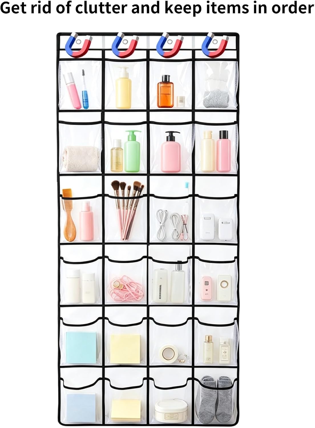Cruise Ship Magnetic Door Organizer, 24 Pockets Behind the Door Shoe Rack