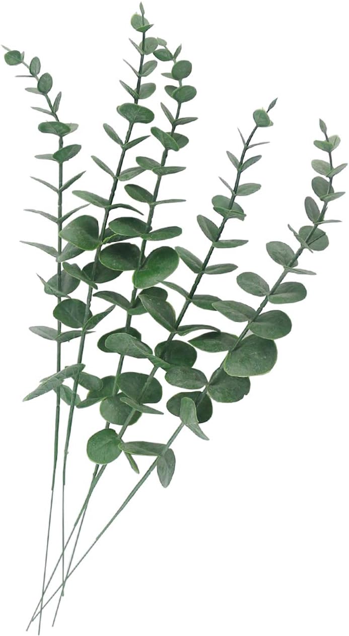 Tinsow 10 PCS Artificial Eucalyptus Leaves Faux Eucalyptus Stems