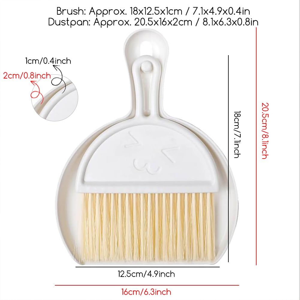 Mini Dust Pan with Broom Set, Small Dustpan and Brush Set, Hand Broom and Dust Pan for Desk, Housekeeping, Office, Kitchen, Pet Nest