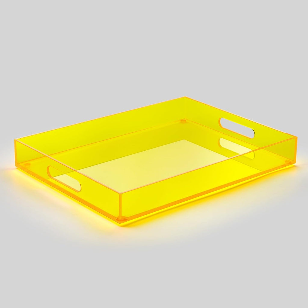 ATZYmolin 16"x12" Large Acrylic Serving Tray, Vanity Platter, Neon Yellow