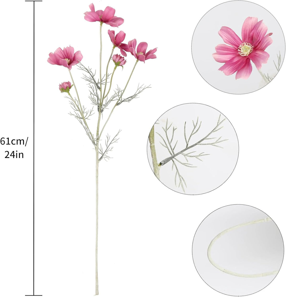 Daisy Flowers Artificial,6PCS Dusty Pink Flowers 24'' Cosmos Silk Flowers Fake Wildflowers for Wedding Party Kitchens Home Decoration(Dusty Pink)