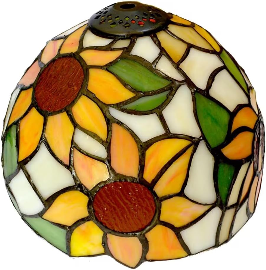 BMXKPO Tiffany Lamp Stained Glass 3 Way Table Lamp, Yellow Sunflower Lamp