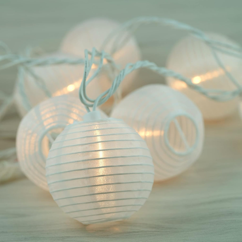 YULETIME White Lantern String Lights, 10 ct 3" Dia 7.6' White Wire Plug-in
