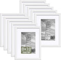 HappyHapi 8x10 Picture Frames Set of 10, Wall or Tabletop Display, White