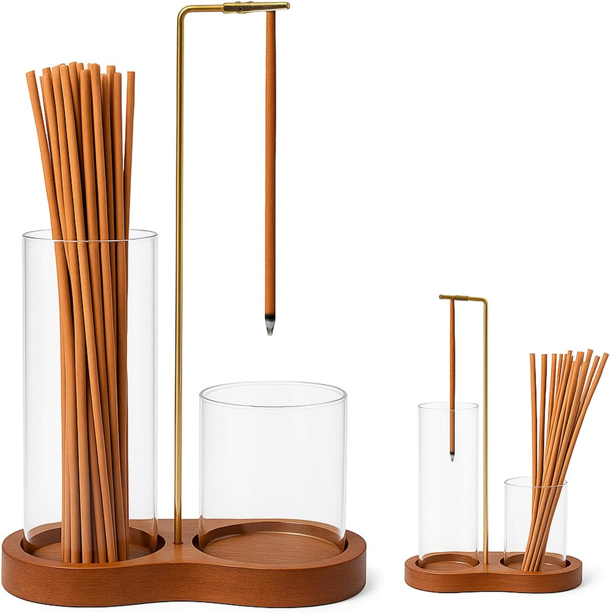 Incense Holder, 2 in 1 Insence Stick Holder, Incense Burner Holder with Storage, Incense Holder for Sticks with Removable Glass Ash Catcher for Yoga, Spa, Meditation, Wooden Home Decor