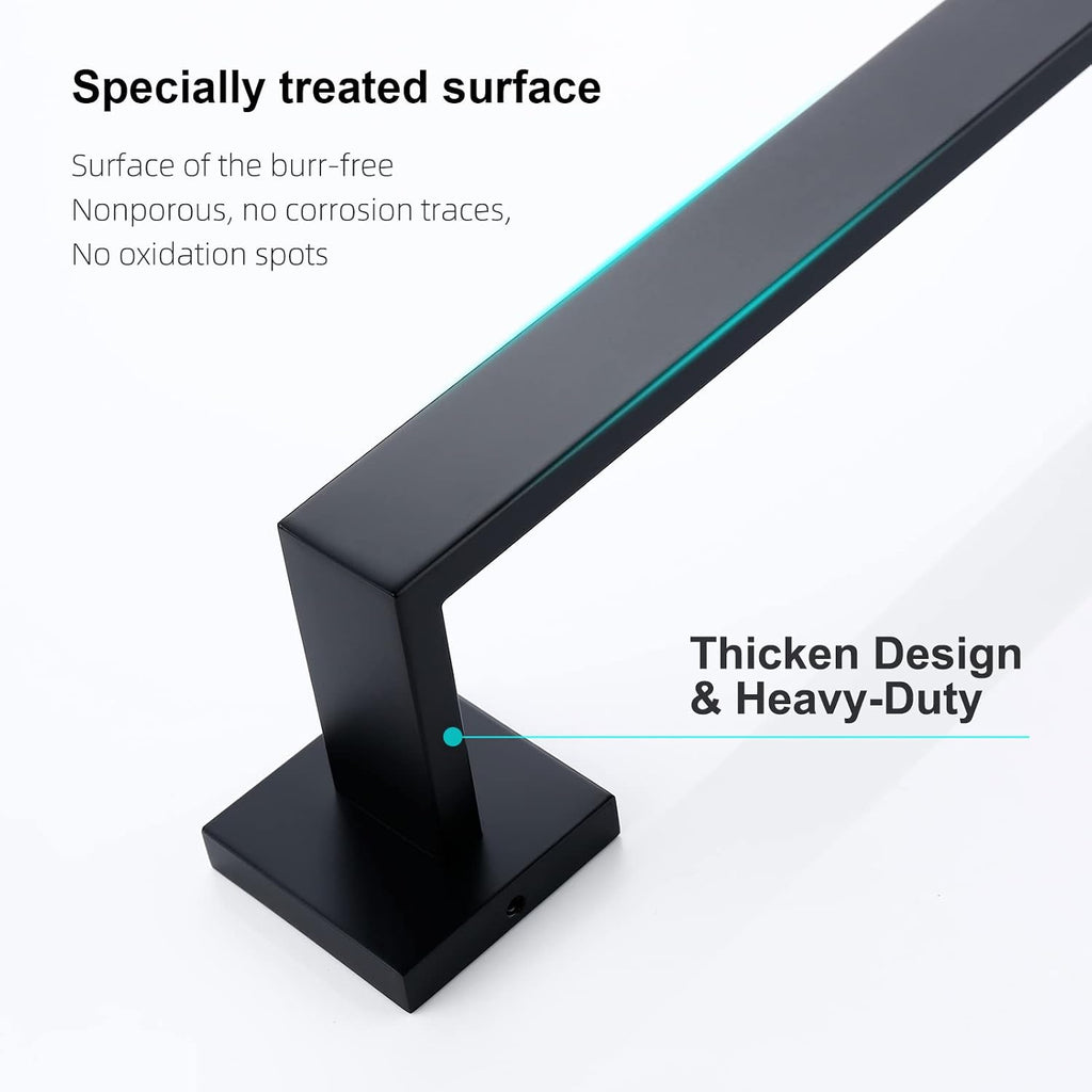 Matte Black Bathroom Accessories Set 4 Piece Bathroom Towel Holder Set