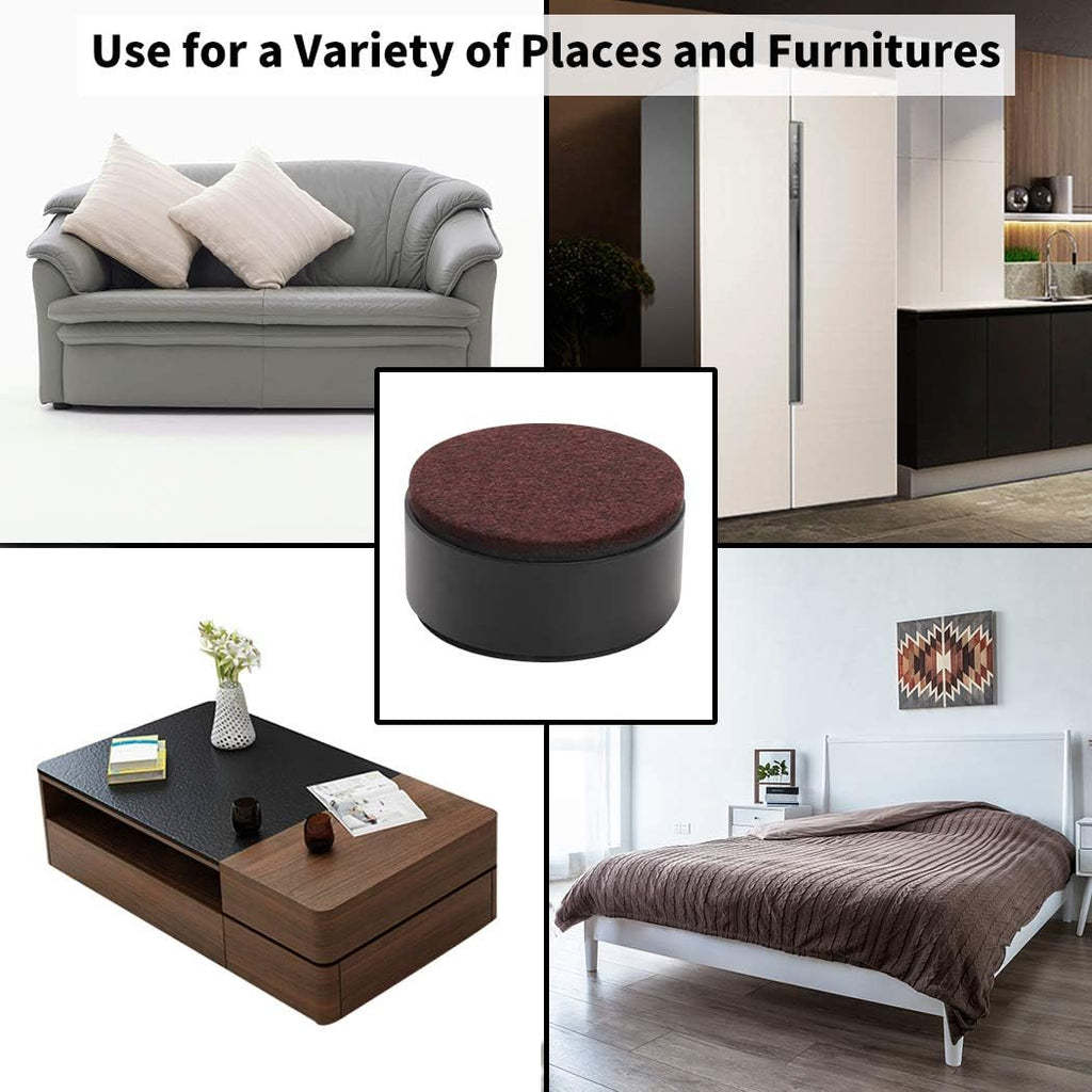 Ezprotekt 1.2 Inch Bed and Furniture Risers, Heavy Duty Round Sofa Tables Couch Chair Risers, Width 2.4"-Adds 1.2" Height, Supports 20,000 lbs, Protect Carpet & Floors from Scratches(4 Pack, Black)