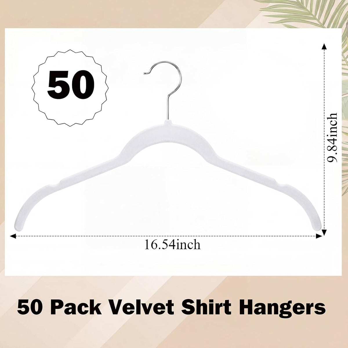 DoubleFill 50 Pack Velvet Shirt Hangers 360 Swivel Hook Slim, White