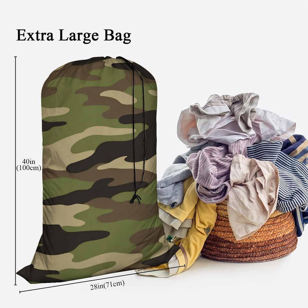 Swono Jungle Camouflage Sturdy Laundry Basket Hamper, Classic Army Green Solider Woodland Print Foldable Laundry Bag Clothing Organization for Bathroom, Bedroom, Home, Dorm, Travel