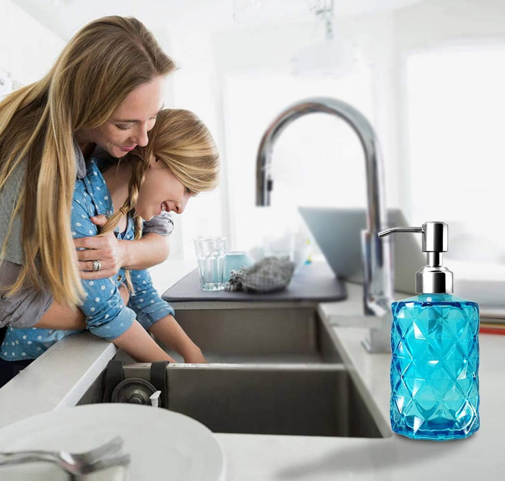 JASAI 12 Oz Diamond Design Soap Dispenser with Rust Proof Soap Pump