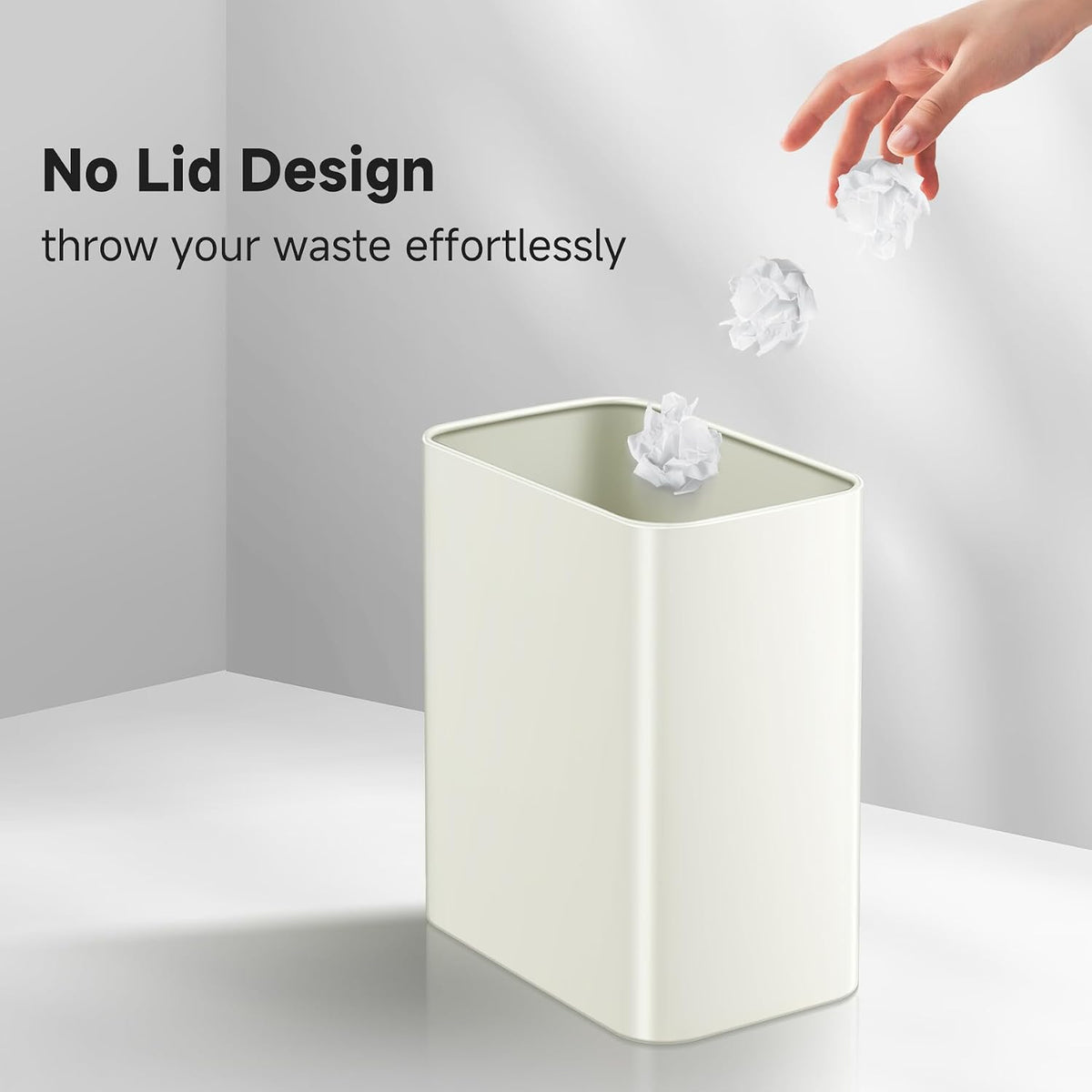 TIPGO Small Bathroom Trash Can, 2.1 Gallons, Under Sink Wastebasket, Cream