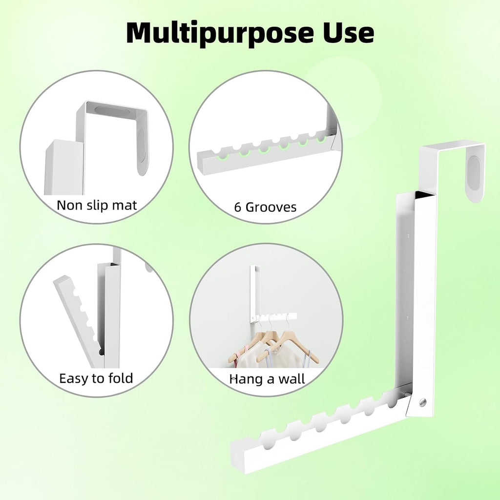 Over the Door Hook, Door Hooks for Hanging Towels, Bags,Coats,Umbrellas, Mirrors, Over Door Dual-Hook, Suitable for Bathrooms, Bedrooms, Laundry Rooms, Kitchens, Storage Rooms (White-4-BK)