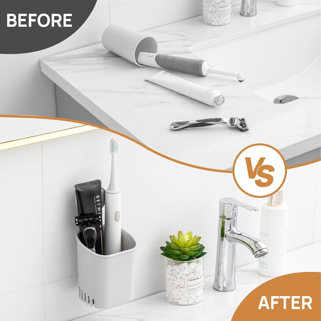 LEVERLOC Powerful Suction Cup Toothbrush Holders for Bathroom Wall, Gray
