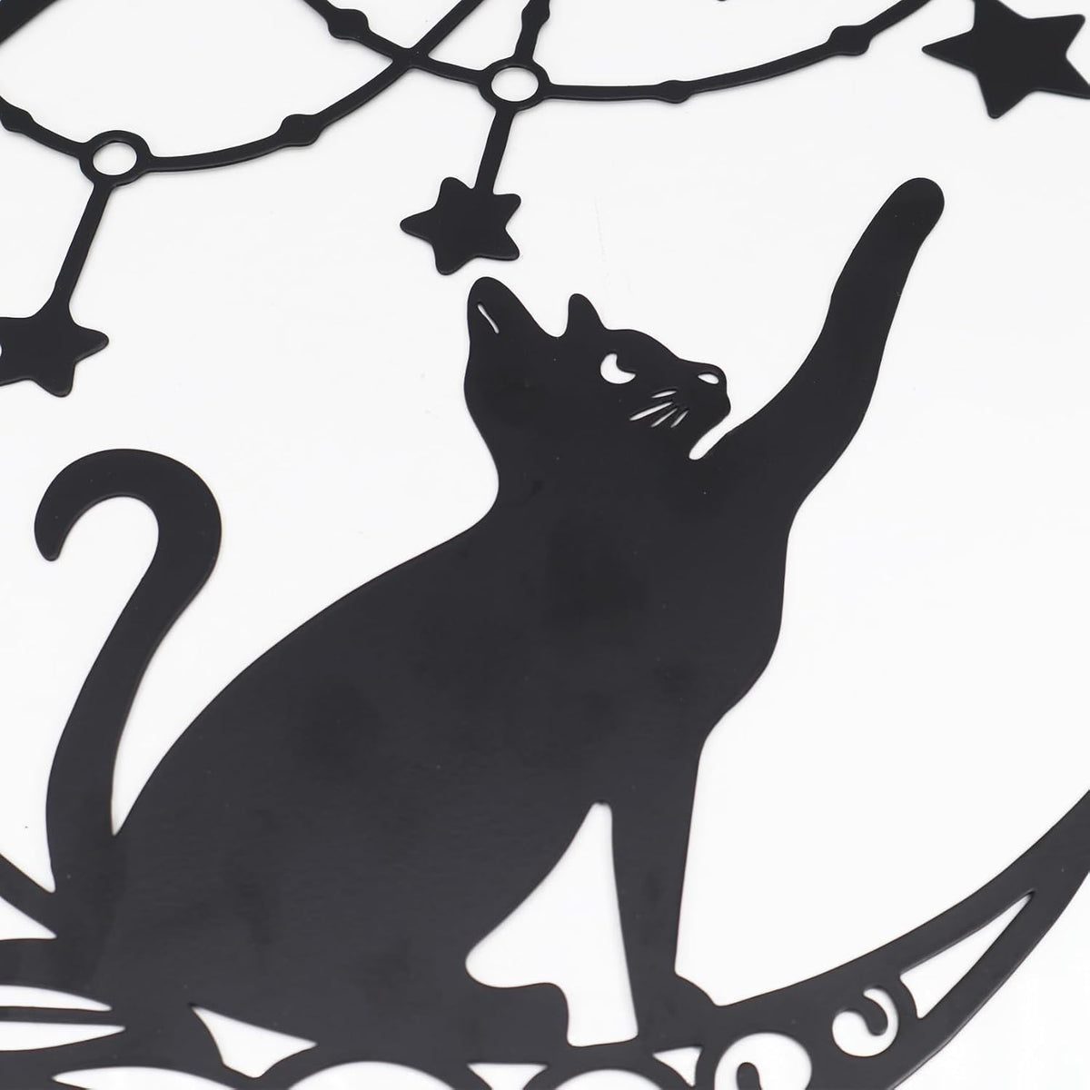 Gemseek Black Metal Cat Wall Decor, Cute Moon Cat Wall Art Sculpture