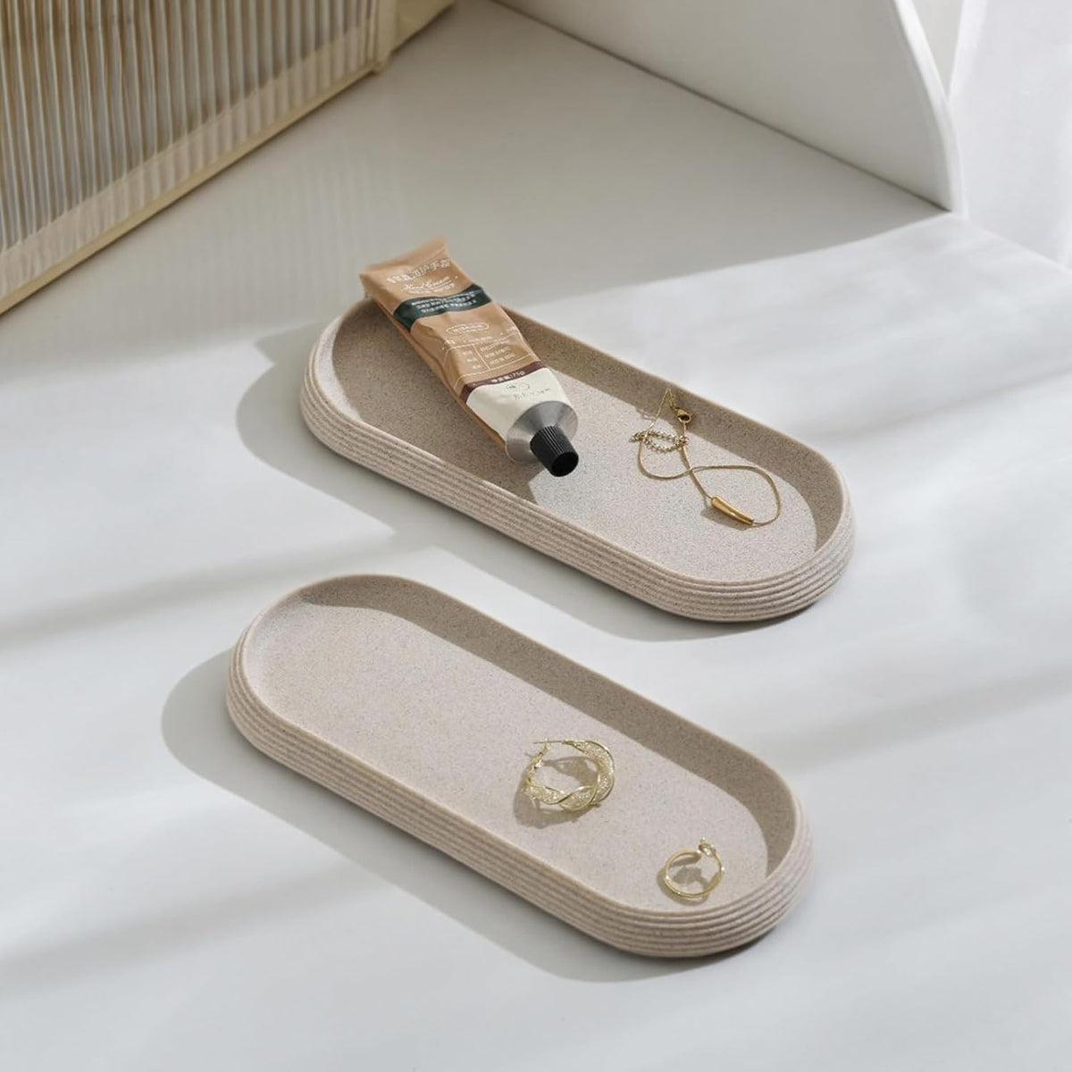 Resin Jewelry Tray Bathtub, Sandstone Look, Beige, Medium