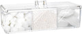 Square Qtip Holder Dispenser, 3 Compartments Cotton Ball Holder with Lid