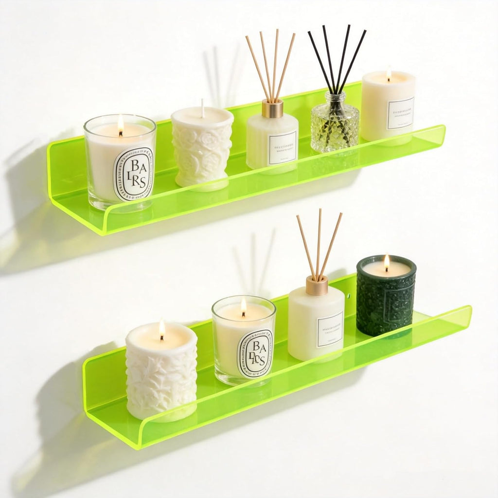 ROYALITA 2-Pack Acrylic Shelves Wall Mounted, 17 Inch Display Shelves