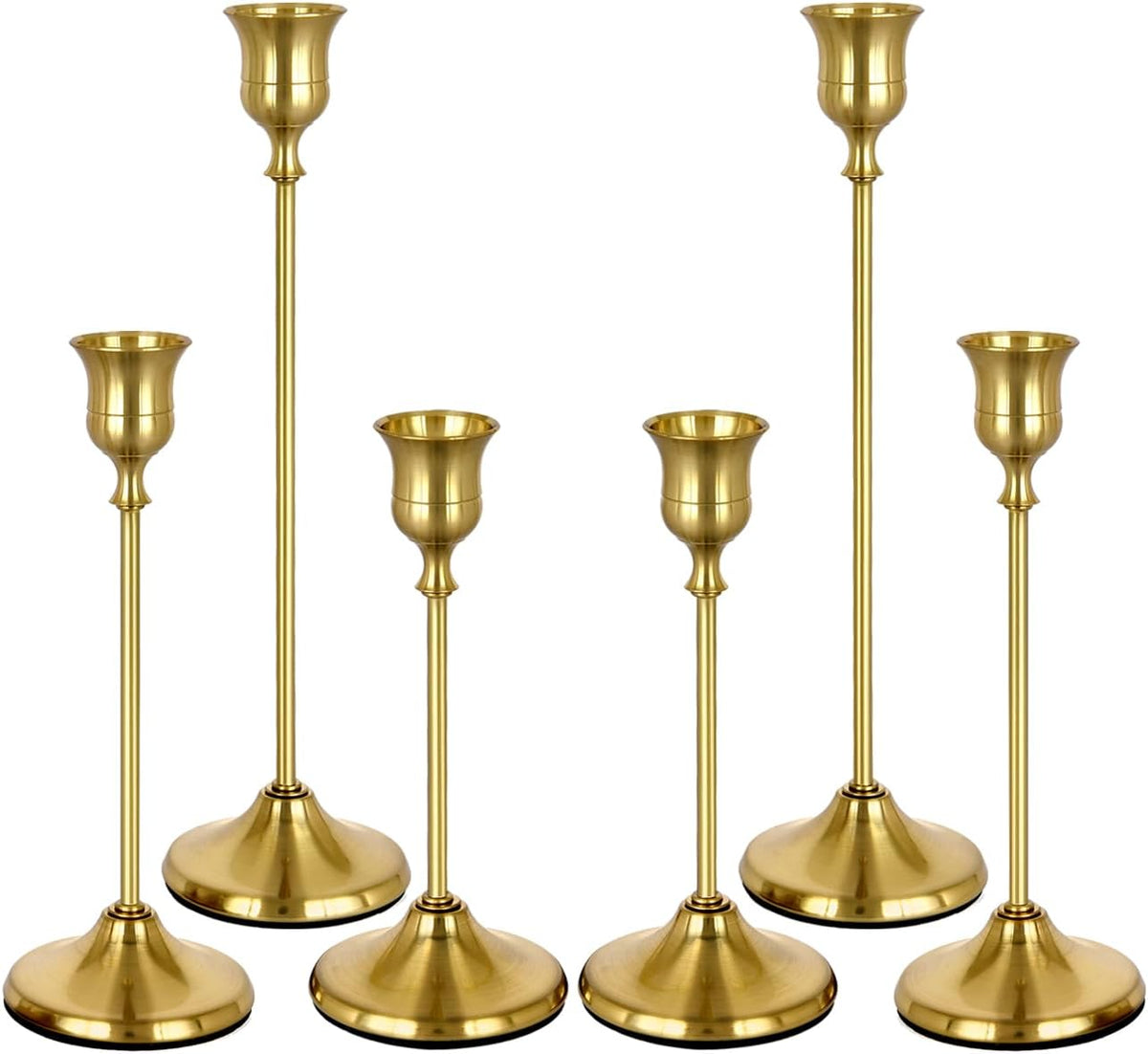 Gold Candlestick Holders Set of 6 Weighted Stable Base
