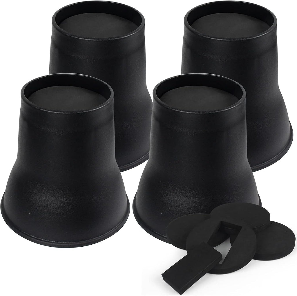 DEDU Bed Risers 6 Inch Heavy Duty 4 Pack, Furniture Risers with Caster Pads Supports Up to 6600 Lbs, Round Couch Risers for Sofas, Couch, Desk (Black)