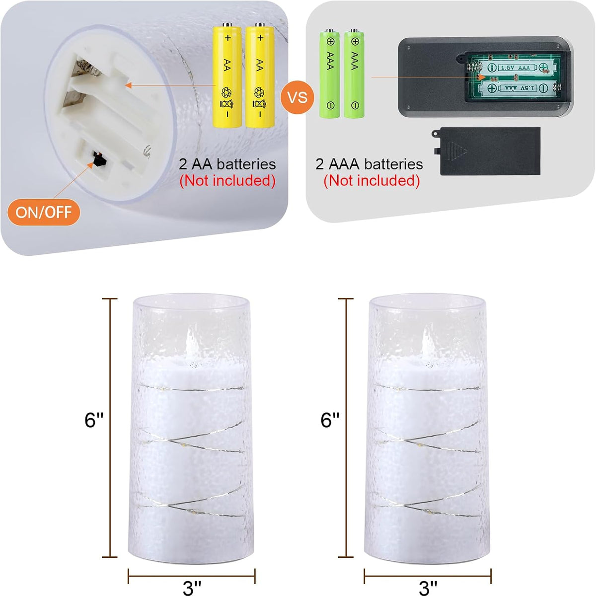 Homemory 3"x6" Upgraded Flickering Flameless Pillar Candles with Remote