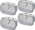 4 Piece Popup Mesh Laundry Basket Durable Handles Collapsible Laundry Baskets Folding Clothes Pastic Hamper for Laundry Room College Dorm (Gray)