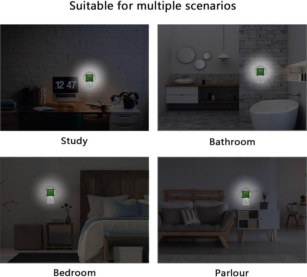 Vdsrup Sparkle Clover Shamrock Night Light Set of 2 Happy St Patrick's Day Plug-in LED Nightlights Auto Dusk-to-Dawn Sensor Lamp for Bedroom Bathroom Kitchen Hallway Stairs