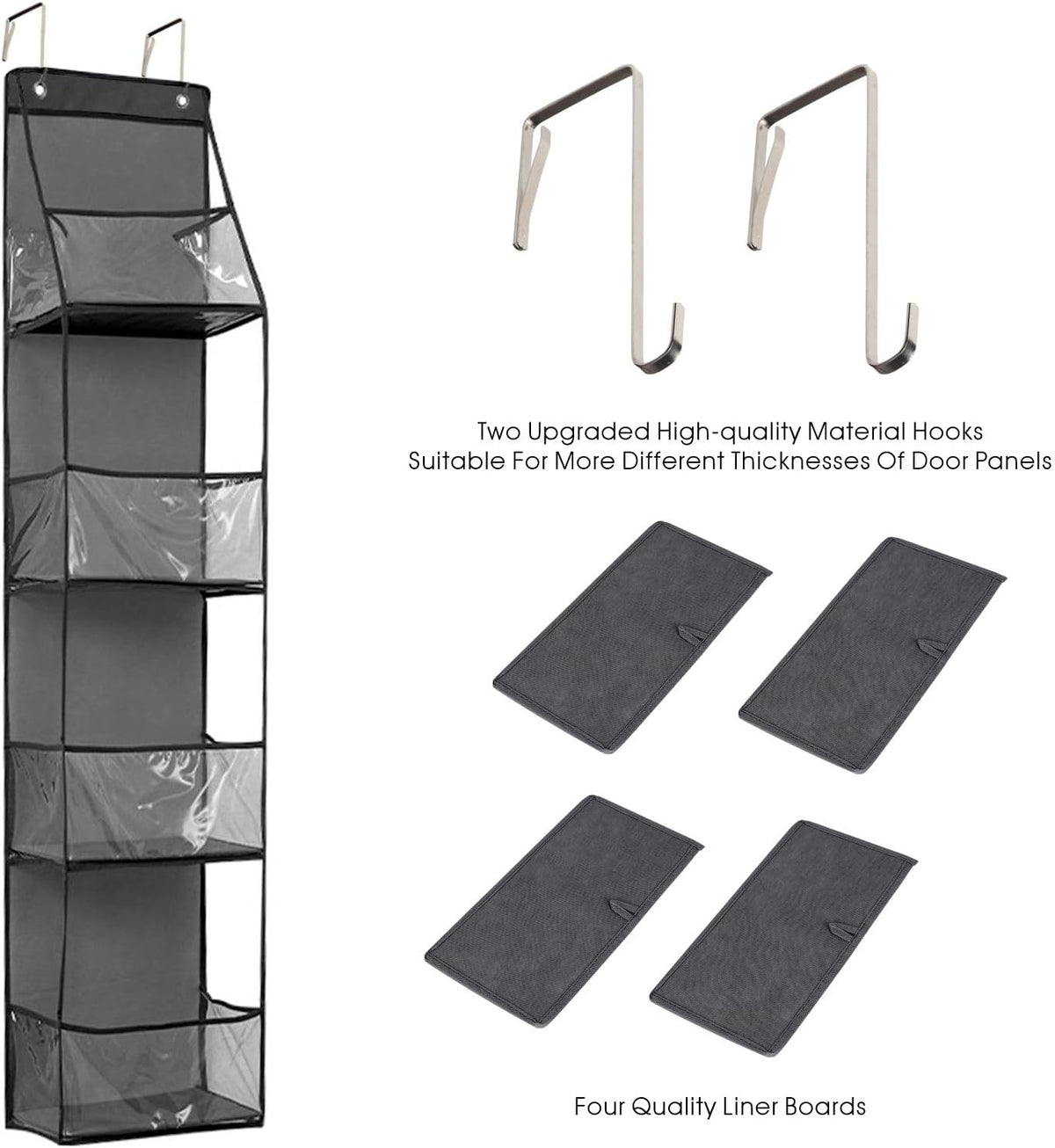 4-Shelf Over the Door Storage Hanging Closet Organizer (Grey)