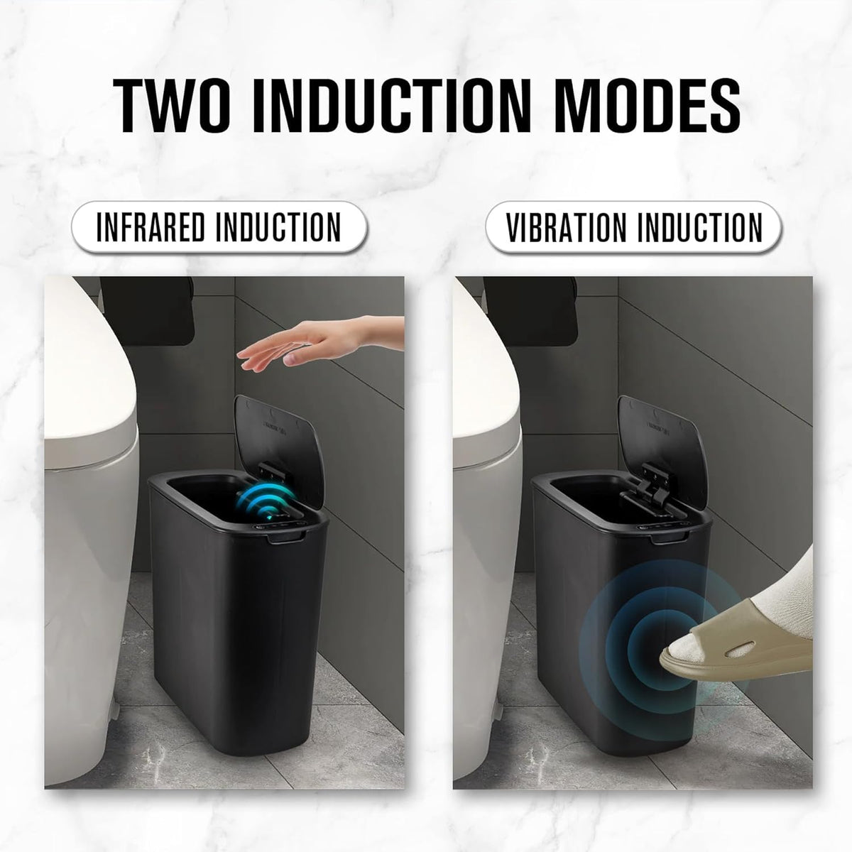 Cesun Automatic Small Bathroom Trash Can with Lid, 2.6 Gallon, Black