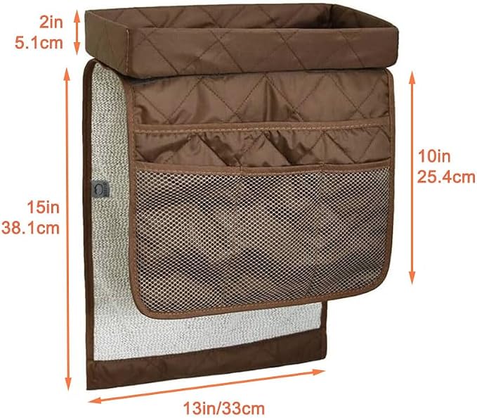 MDSTOP Couch Cup Holder Tray with Detachable Tray, Flodable Anti-Slip Sofa Armrest Tray Tables, Chair Couch Armrest Organizer Caddy for Snacks Remote Storage (Coffee1, 32" × 13")