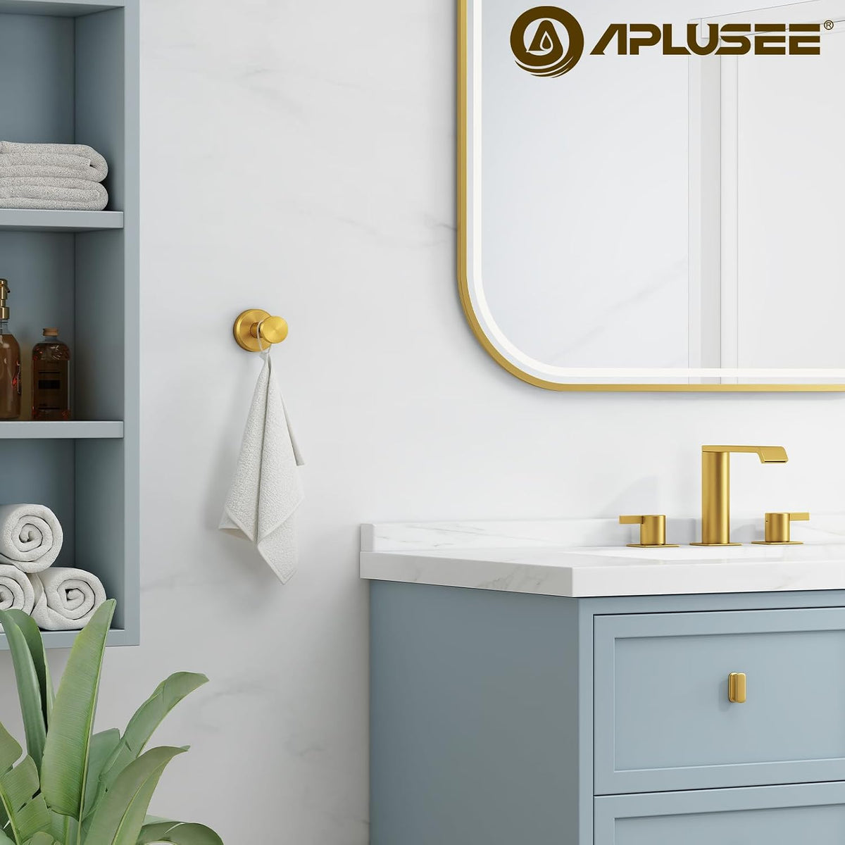 APLusee Brushed Dark Gold Towel Hook for Bathroom Entryway, Wall Mounted